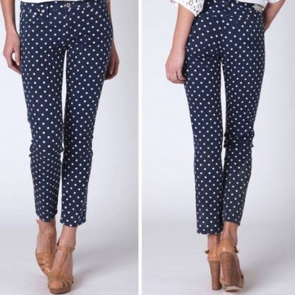 AG Adriano Goldschmied "The Stevie Ankle" Polka Dot Slim Straight Leg Jeans - Picture 1 of 14